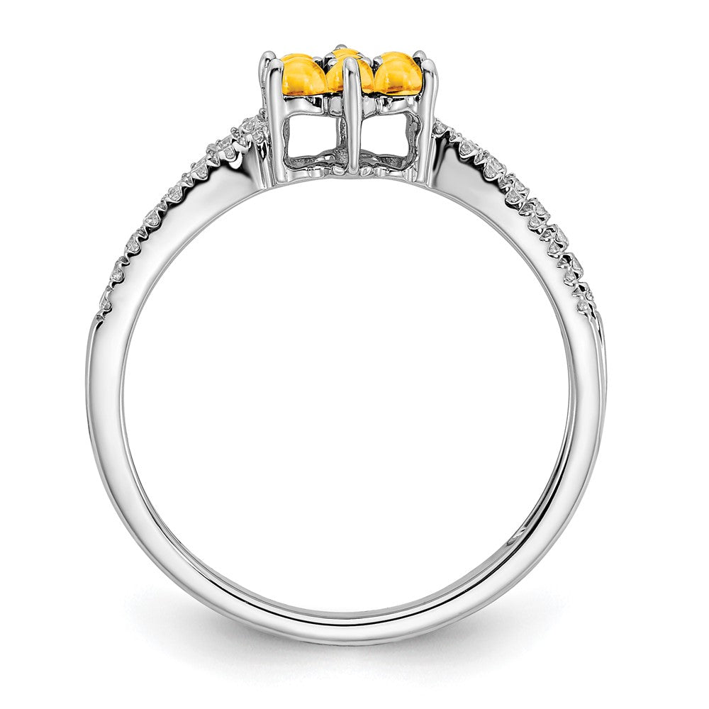 14k White Gold Citrine and Real Diamond Floral Ring