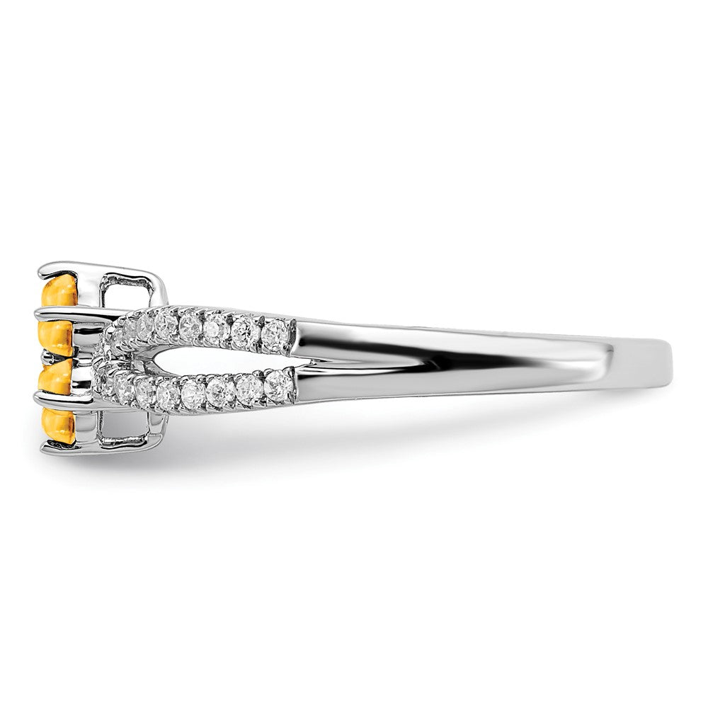 14k White Gold Citrine and Real Diamond Floral Ring