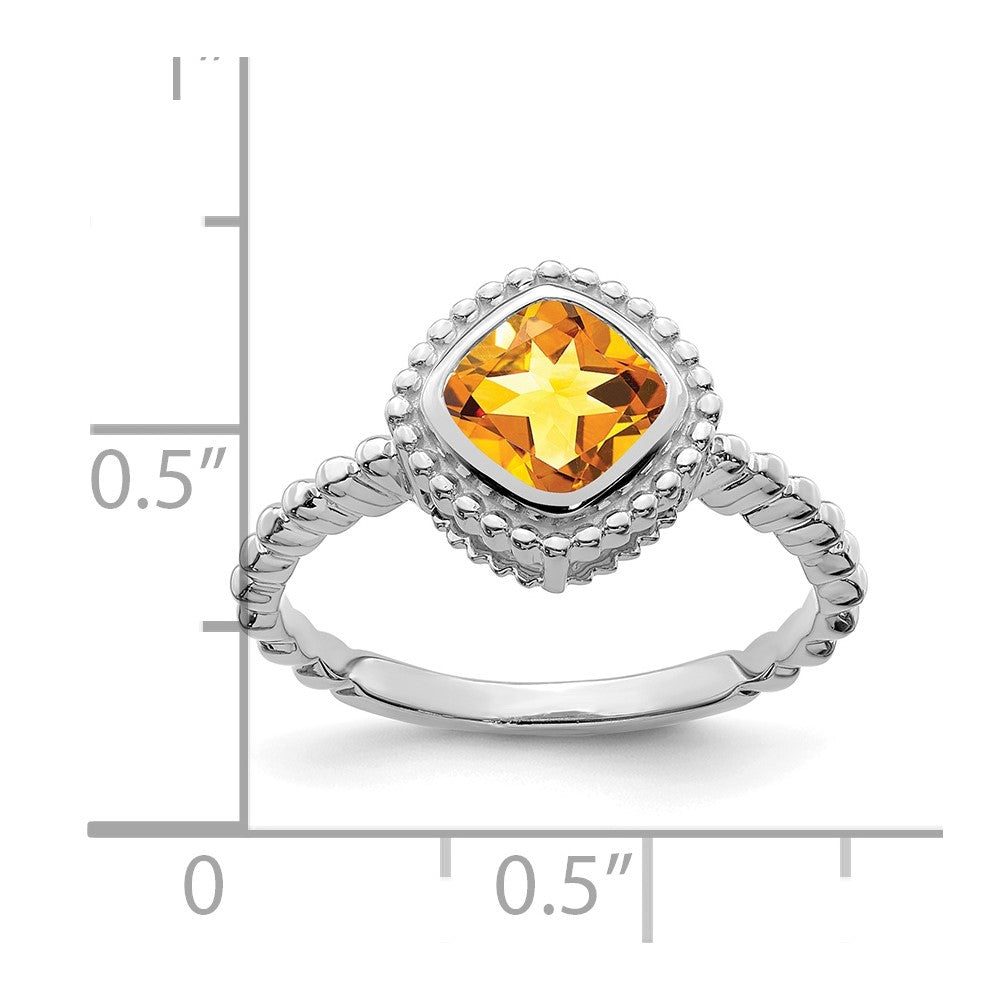 14k White Gold Cushion Citrine Ring