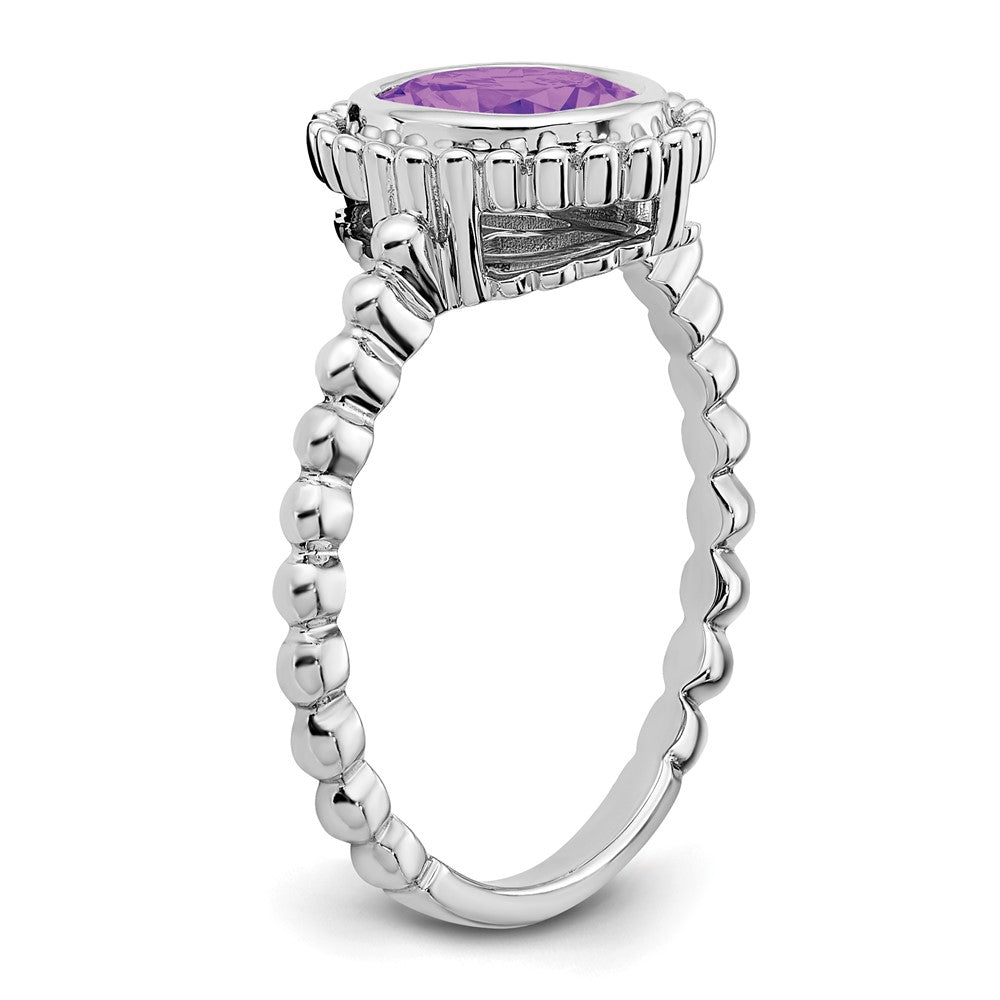 Solid 14k White Gold Oval Simulated Amethyst Ring