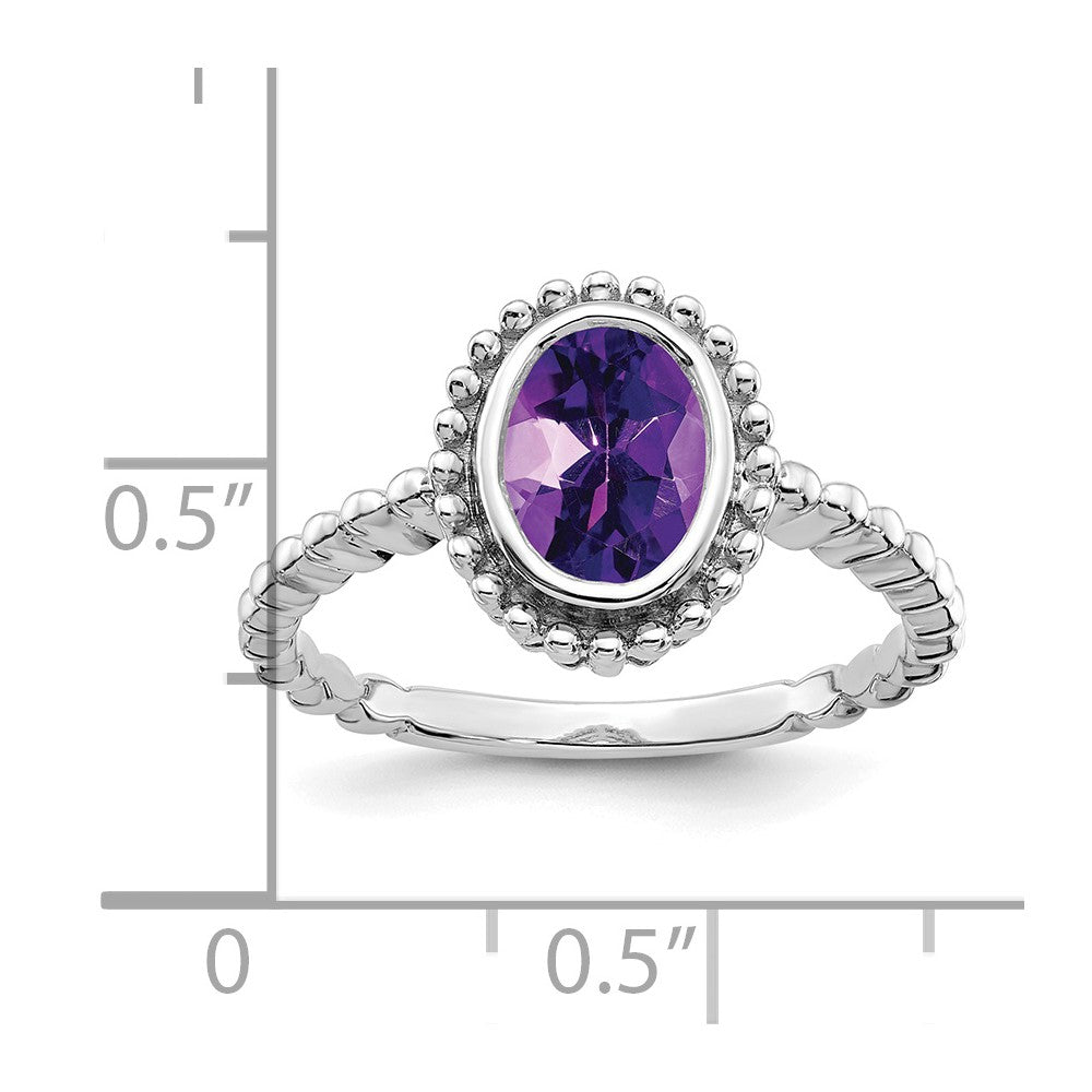 Solid 14k White Gold Oval Simulated Amethyst Ring