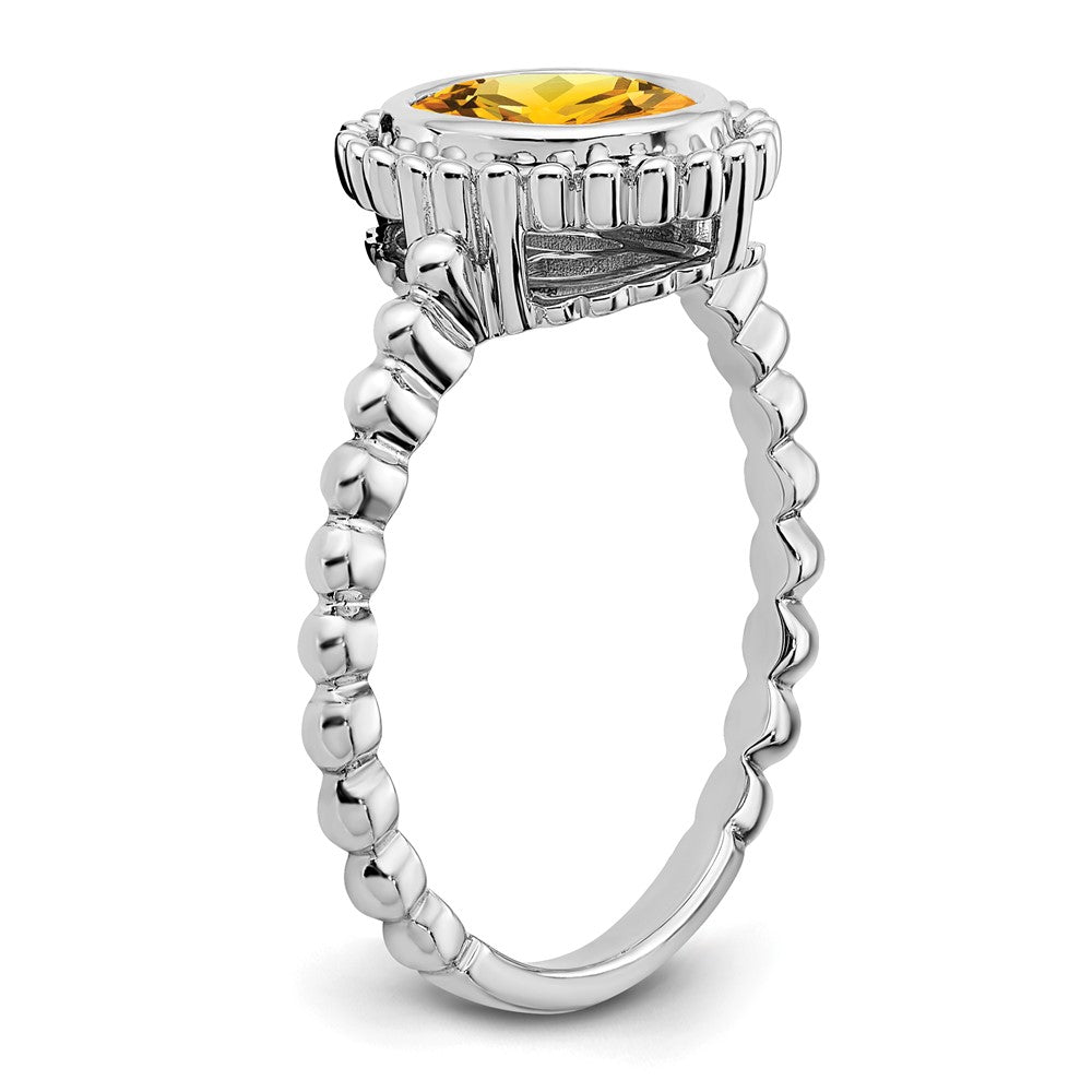 14k White Gold Oval Citrine Ring