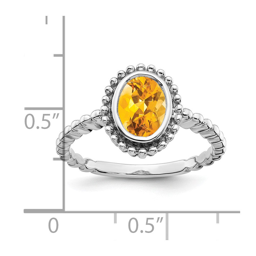 14k White Gold Oval Citrine Ring