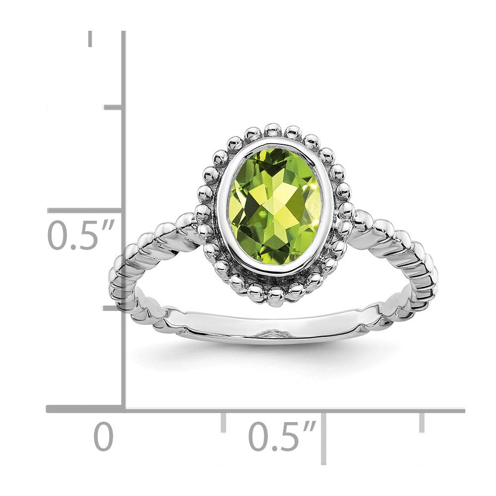 14k White Gold Oval Peridot Ring