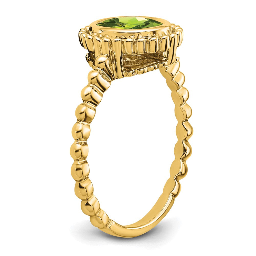 Solid 14k Yellow Gold Oval Simulated Peridot Ring