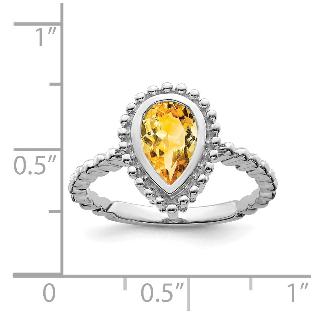 14k White Gold Pear Citrine Ring