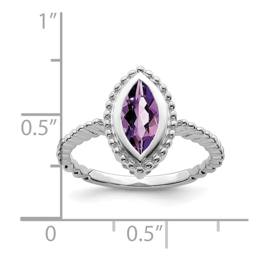 Solid 14k White Gold Marquise Simulated Amethyst Ring