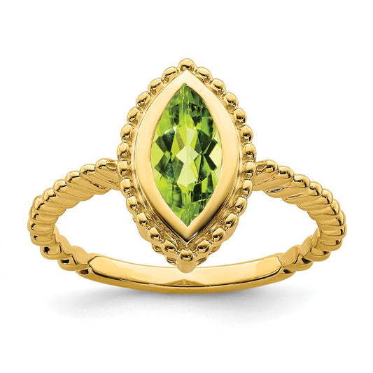 14K Yellow Gold Marquise Peridot Ring