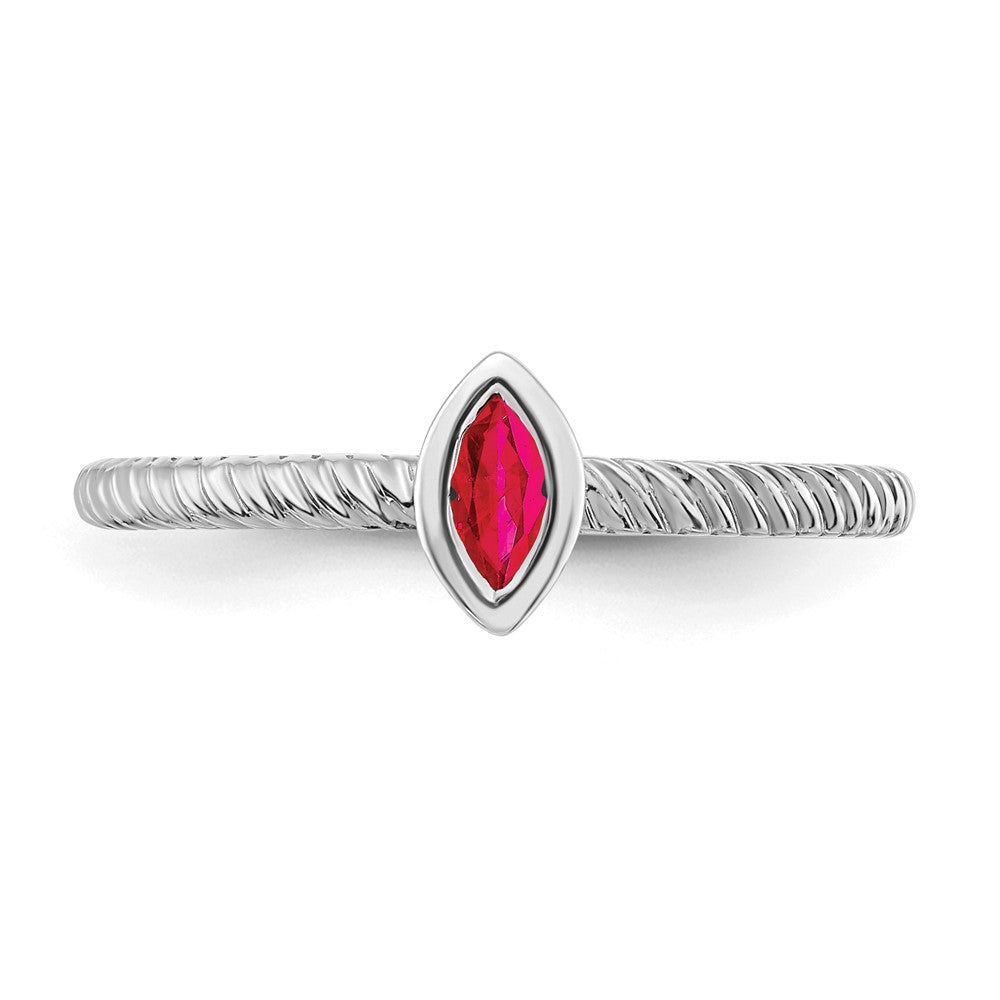 14k White Gold Marquise Bezel Ruby Ring