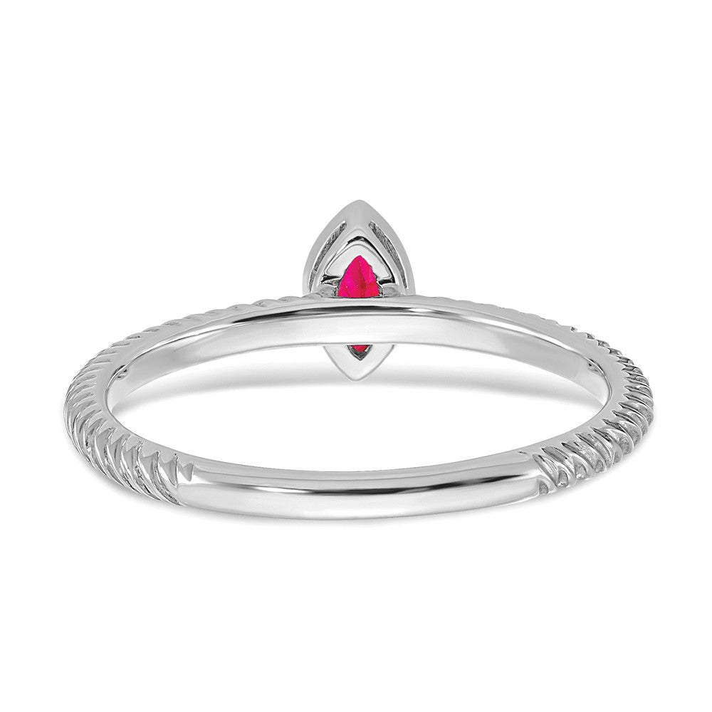 14k White Gold Marquise Bezel Ruby Ring