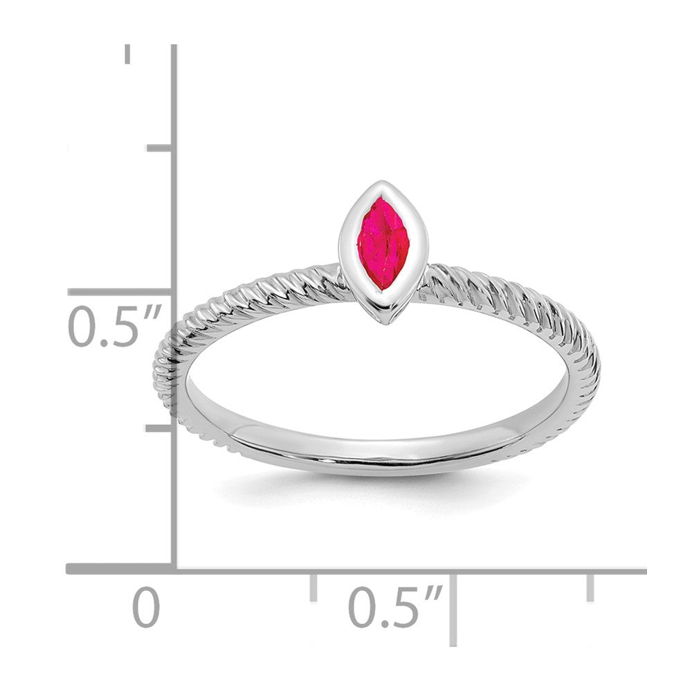 14k White Gold Marquise Bezel Ruby Ring