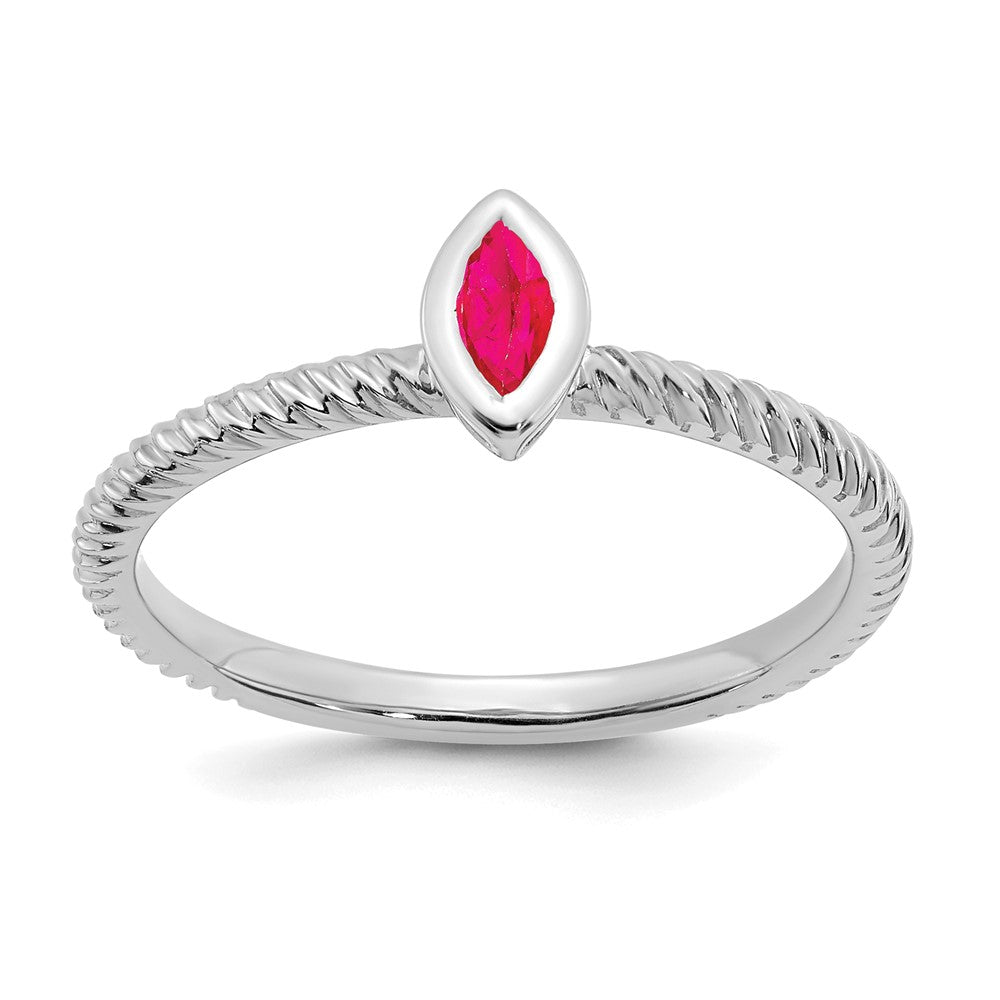 14k White Gold Marquise Bezel Ruby Ring