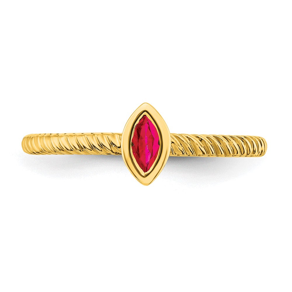 14K Yellow Gold Marquise Bezel Ruby Ring