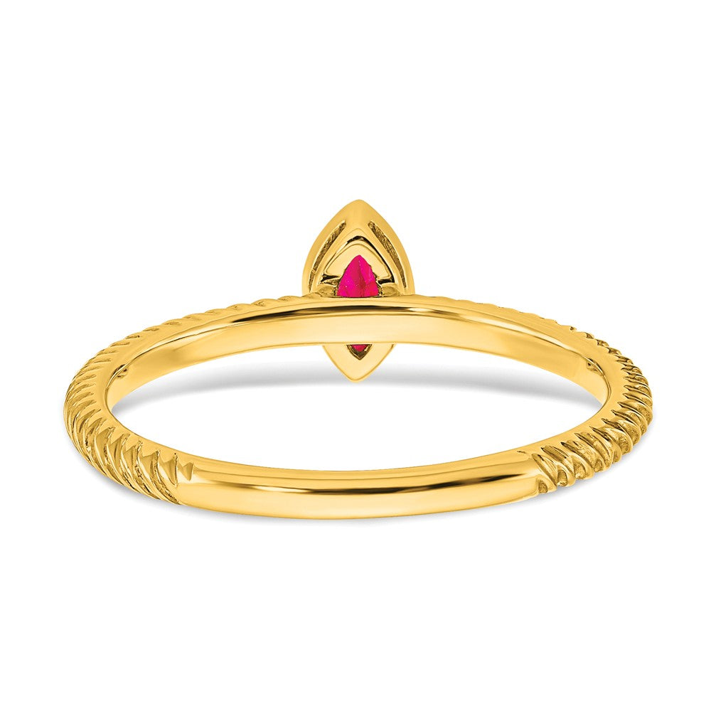 14K Yellow Gold Marquise Bezel Ruby Ring