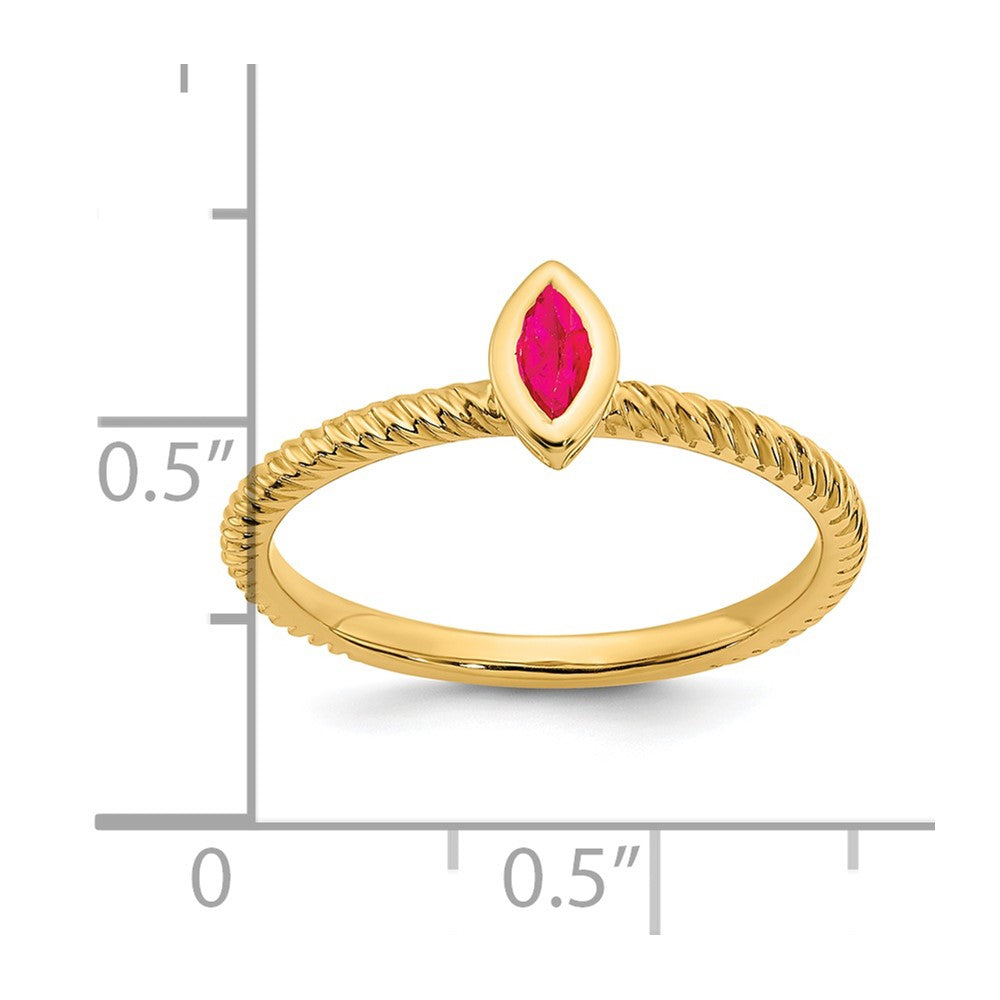 14K Yellow Gold Marquise Bezel Ruby Ring