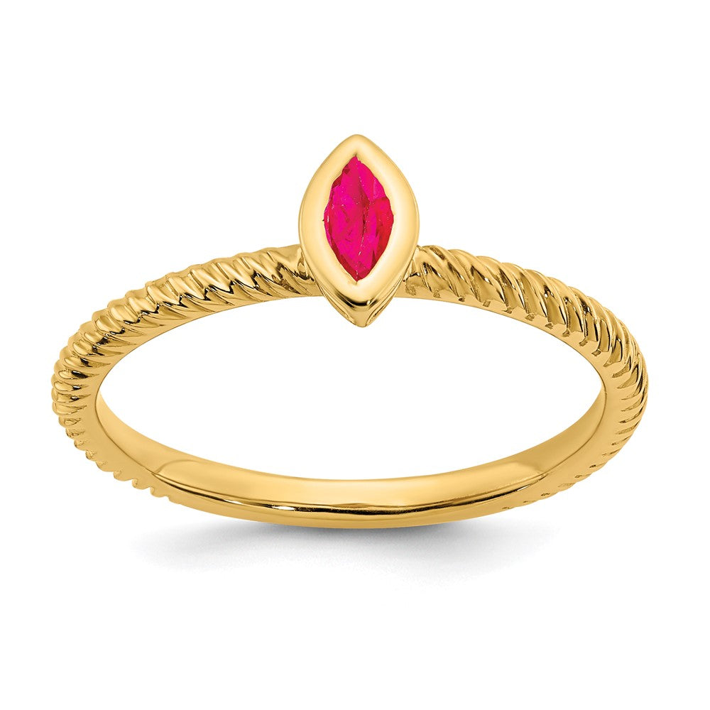 14K Yellow Gold Marquise Bezel Ruby Ring