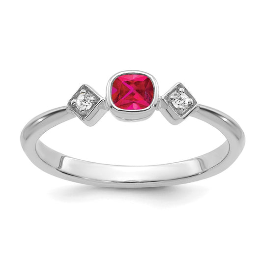 14k White Gold Ruby and Real Diamond Ring