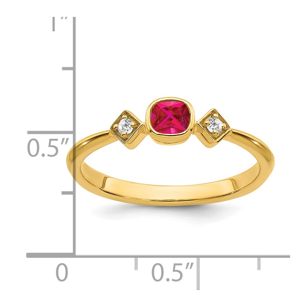 14K Yellow Gold Ruby and Real Diamond Ring