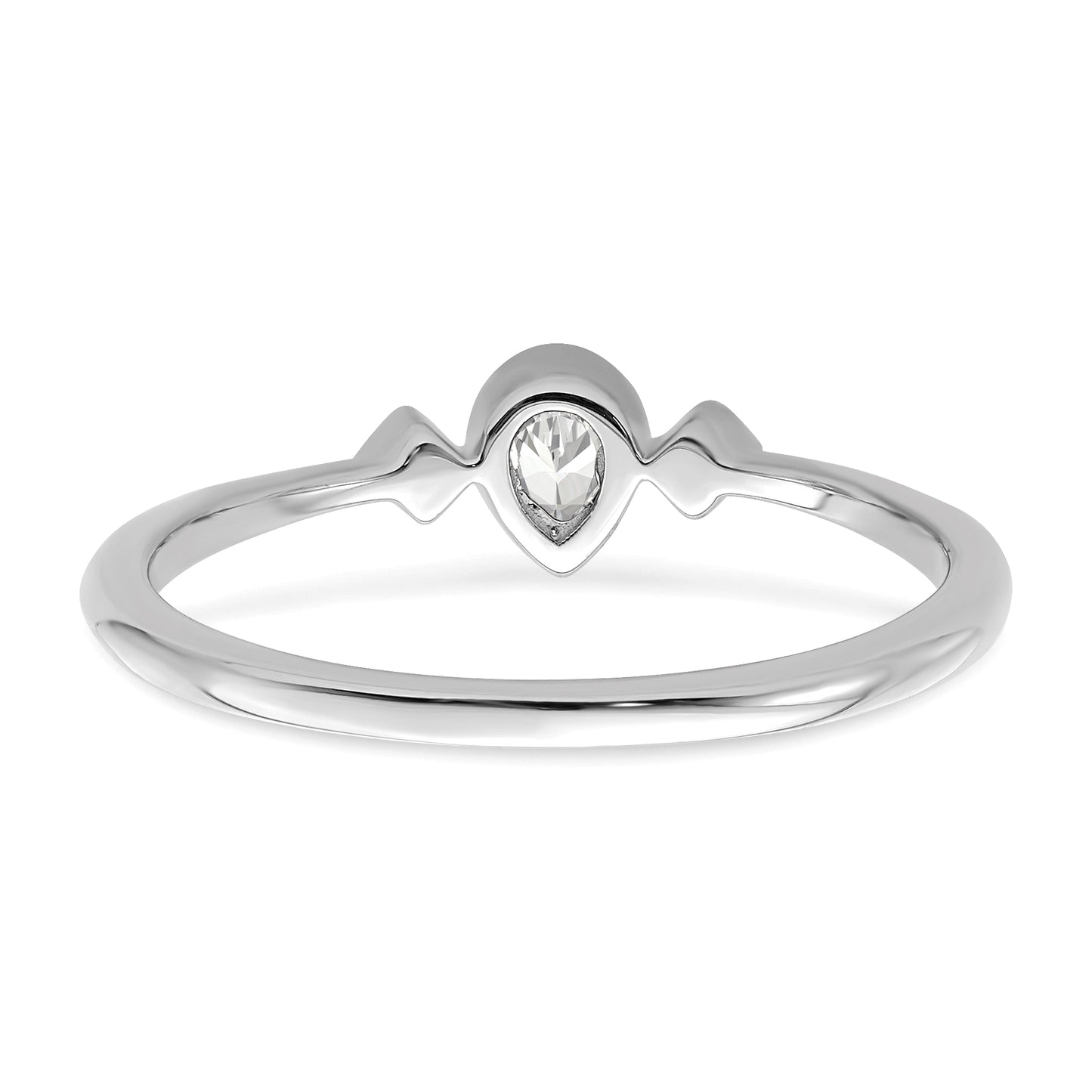 0.11ct. CZ Solid Real 14k White Gold Polish Petite Pear Complete Dia Ring