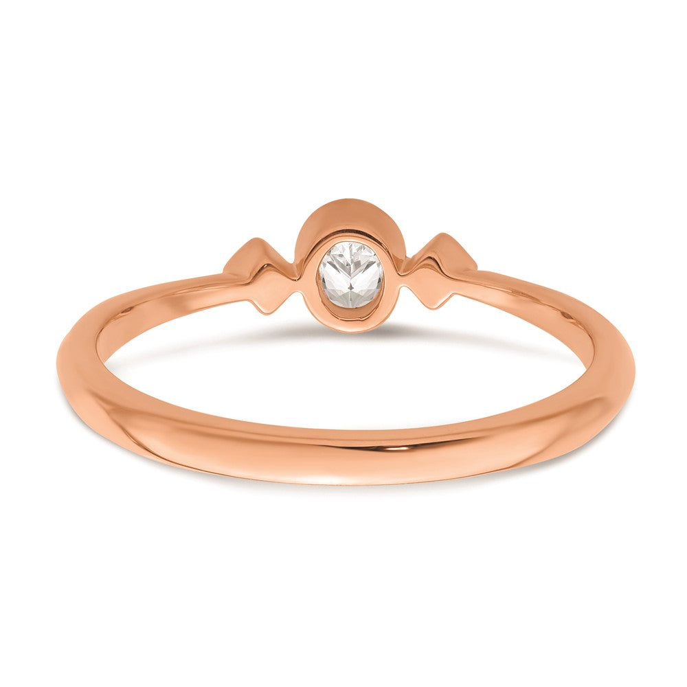 0.11ct. CZ Solid Real 14k Rose Gold Polish Petite Oval Complete Dia Ring