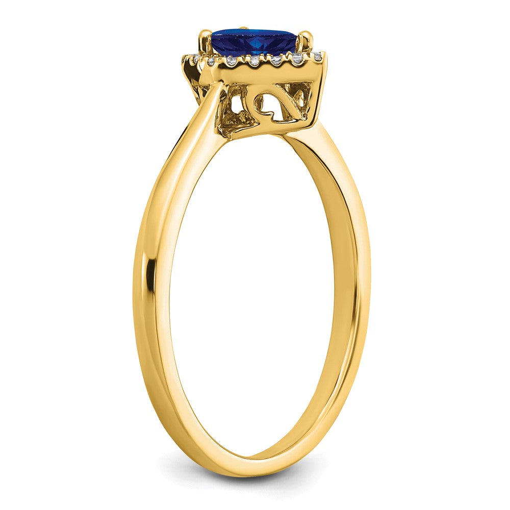 14K Yellow Gold Pear Sapphire and Real Diamond Halo Ring