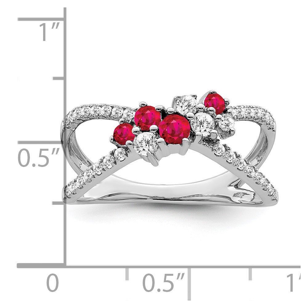 14k White Gold Ruby and Real Diamond Ring