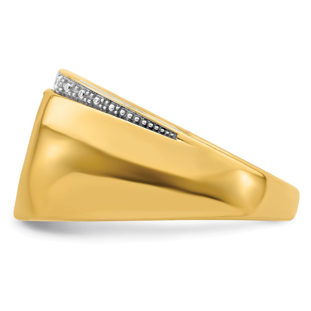 14K Yellow Gold Onyx and Real Diamond Mens Ring