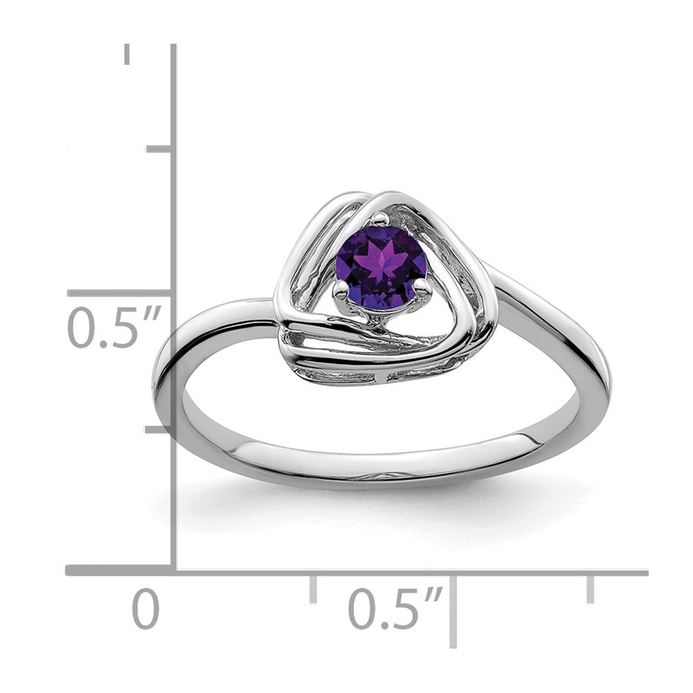 14k White Gold Amethyst Triangle Ring