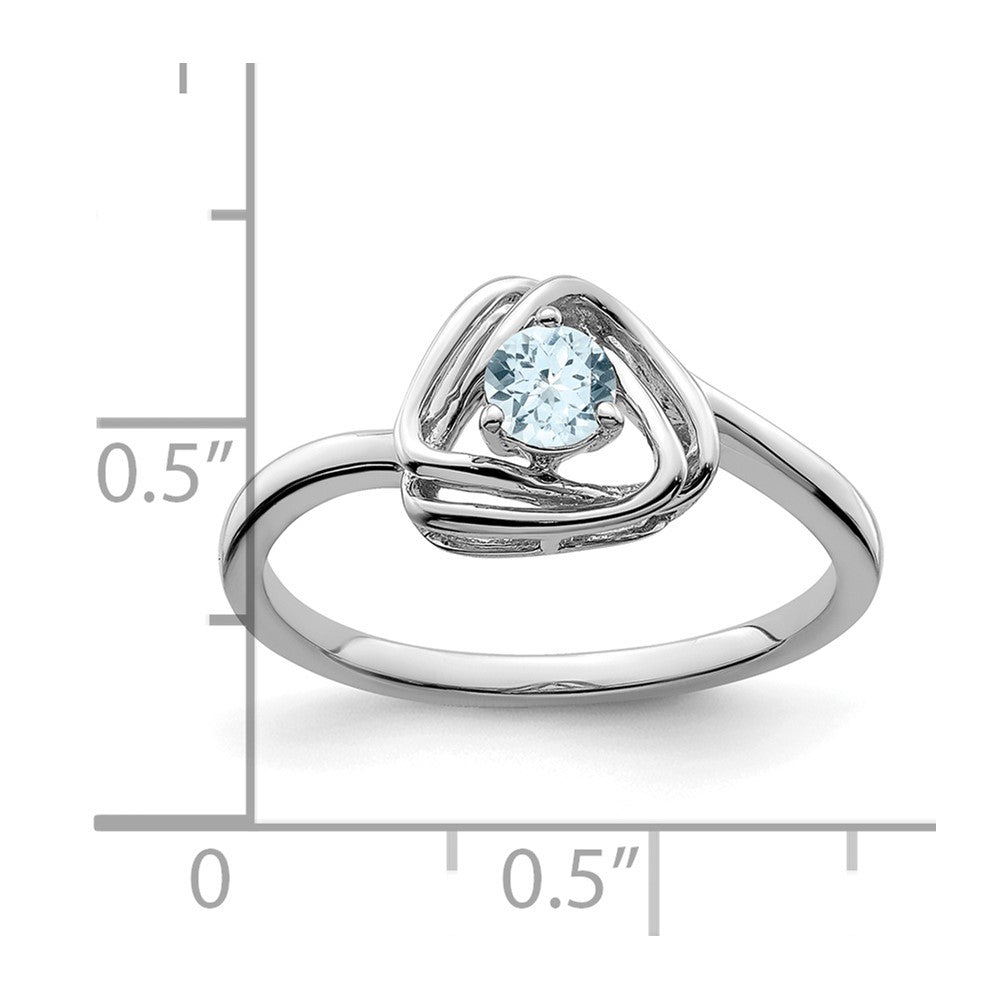 14k White Gold Aquamarine Triangle Ring