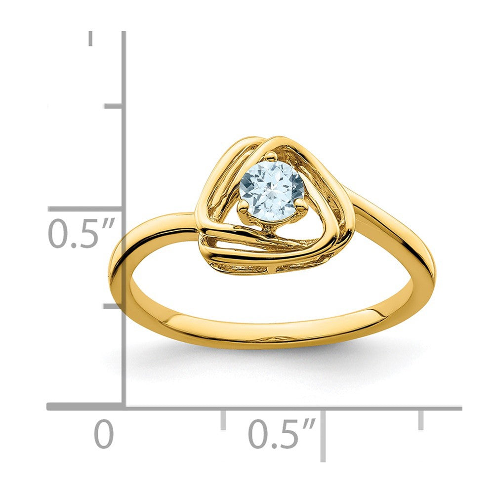 14K Yellow Gold Aquamarine Triangle Ring