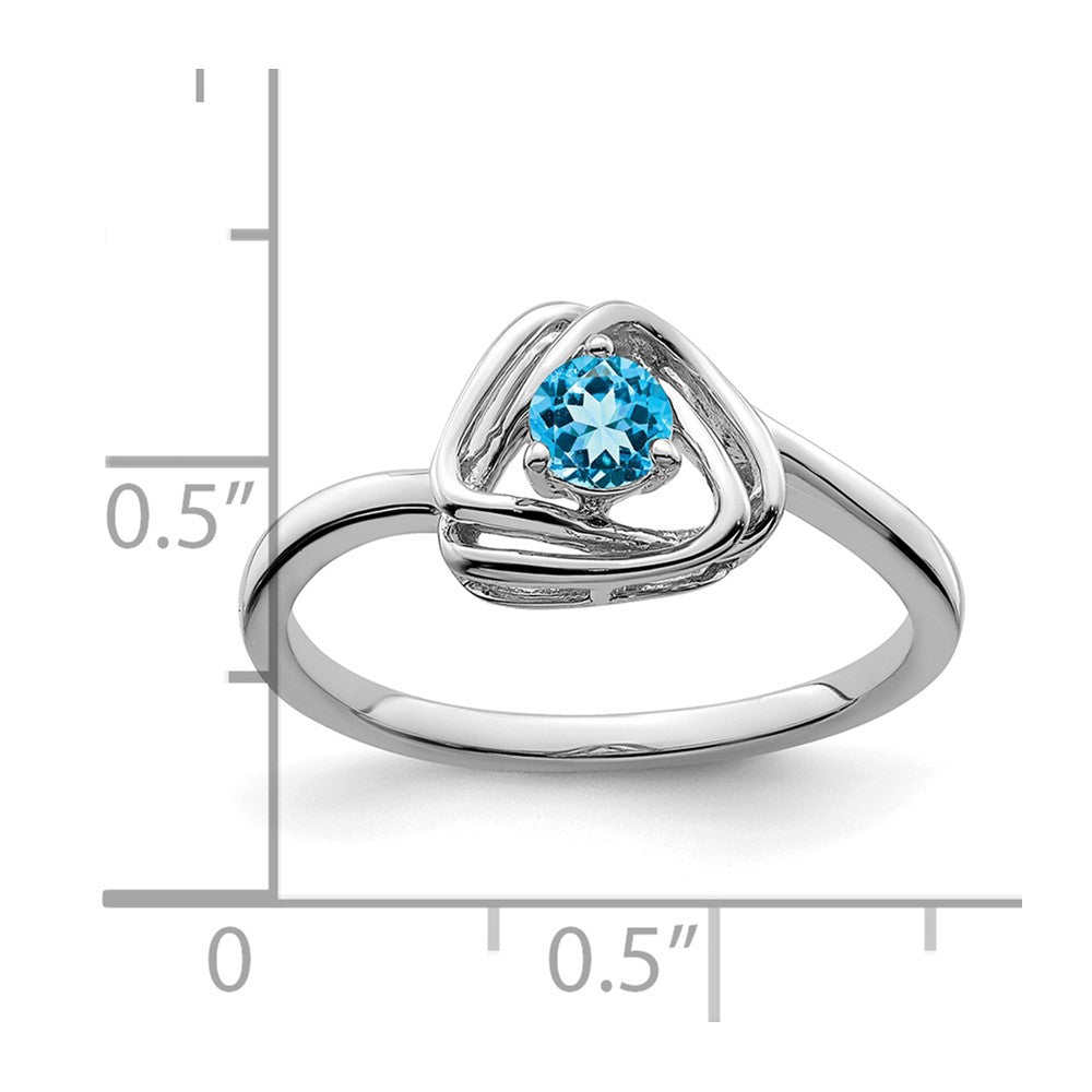 Solid 14k White Gold Simulated Blue Topaz Triangle Ring