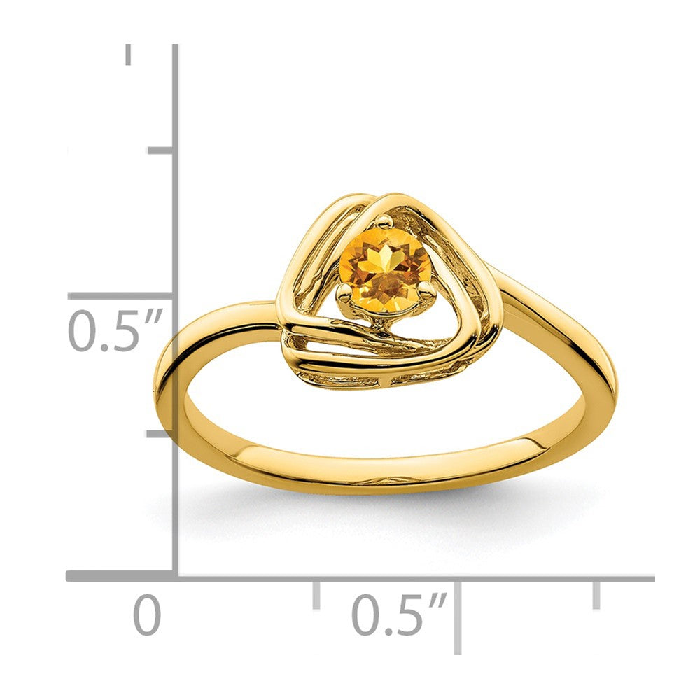 Solid 14k Yellow Gold Simulated Citrine Triangle Ring