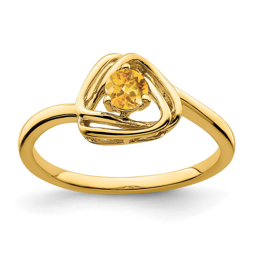 Solid 14k Yellow Gold Simulated Citrine Triangle Ring