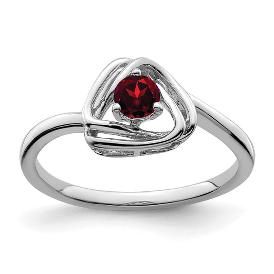 14k White Gold Garnet Triangle Ring