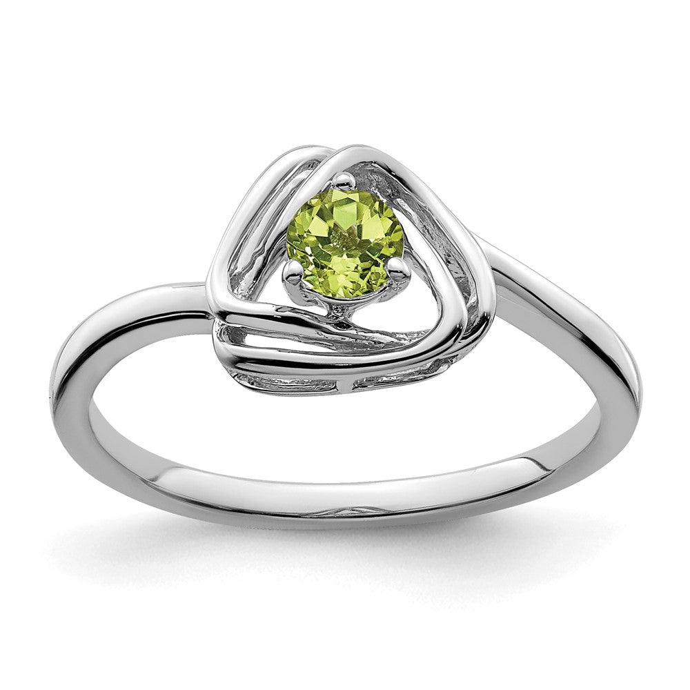 14k White Gold Peridot Triangle Ring