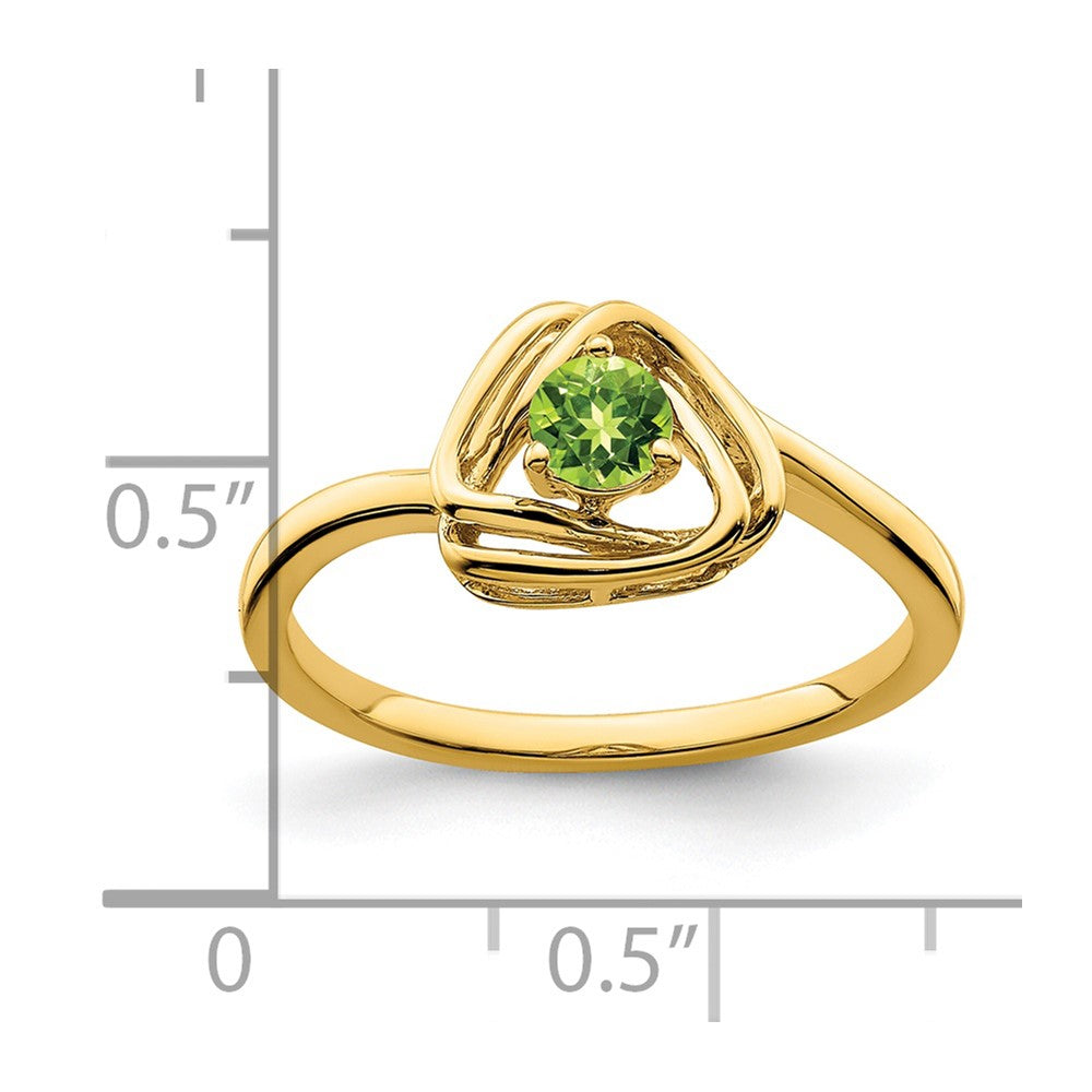 14K Yellow Gold Peridot Triangle Ring