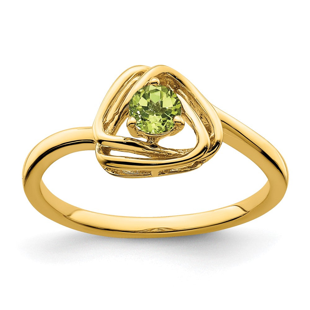 Solid 14k Yellow Gold Simulated Peridot Triangle Ring