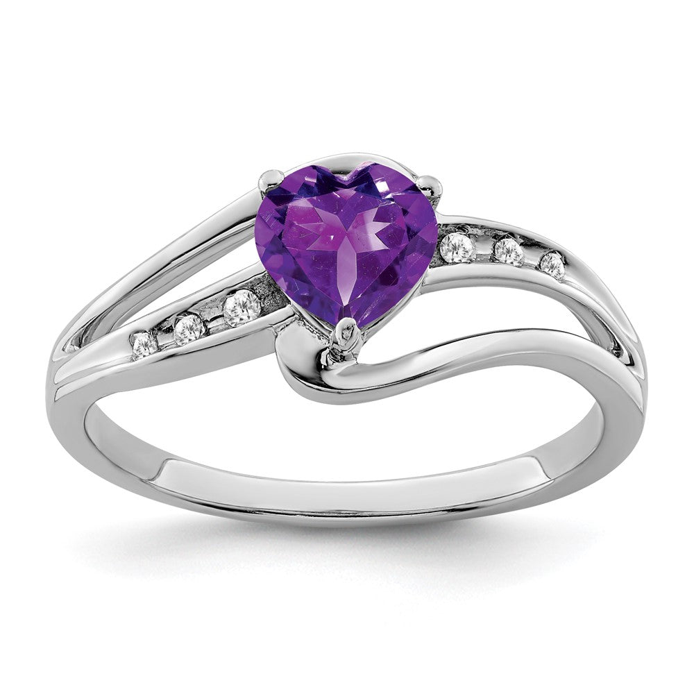 Sterling Silver Amethyst and Diamond Ring