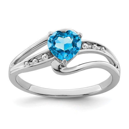 Sterling Silver Blue Topaz and Diamond Ring