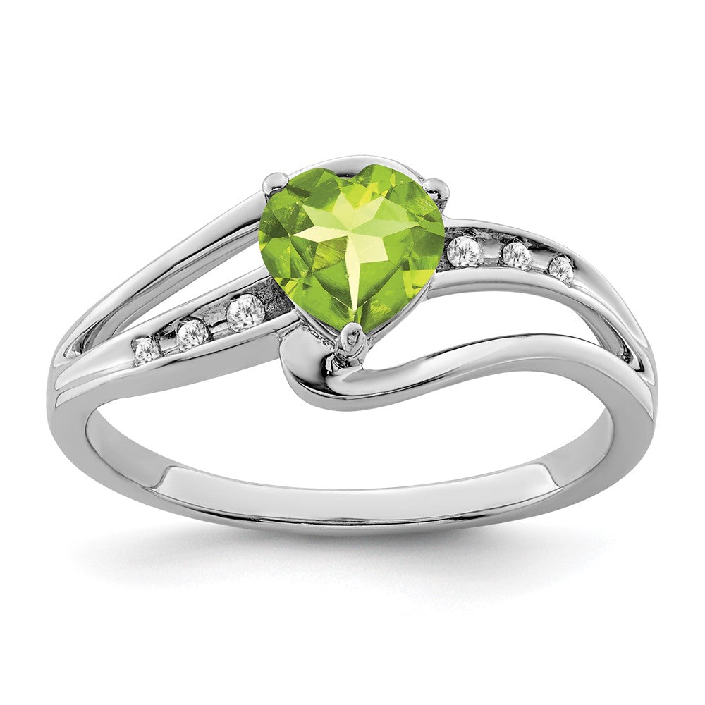 Sterling Silver Peridot and Diamond Ring