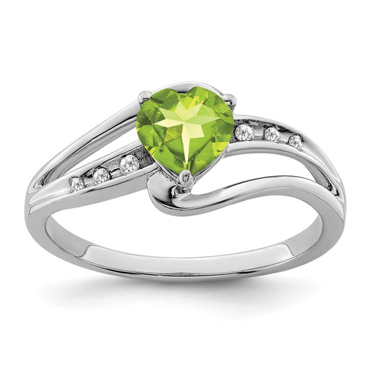 Sterling Silver Peridot and Diamond Ring