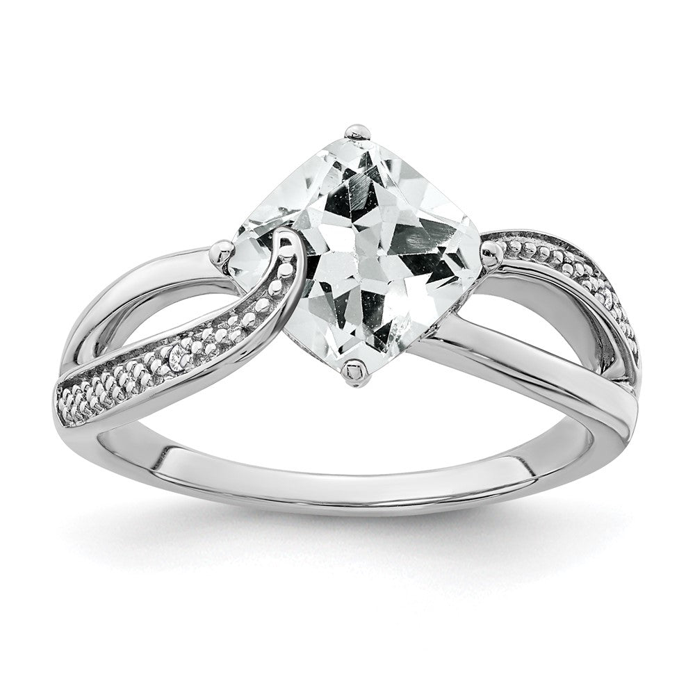 Sterling Silver White Topaz and Diamond Ring