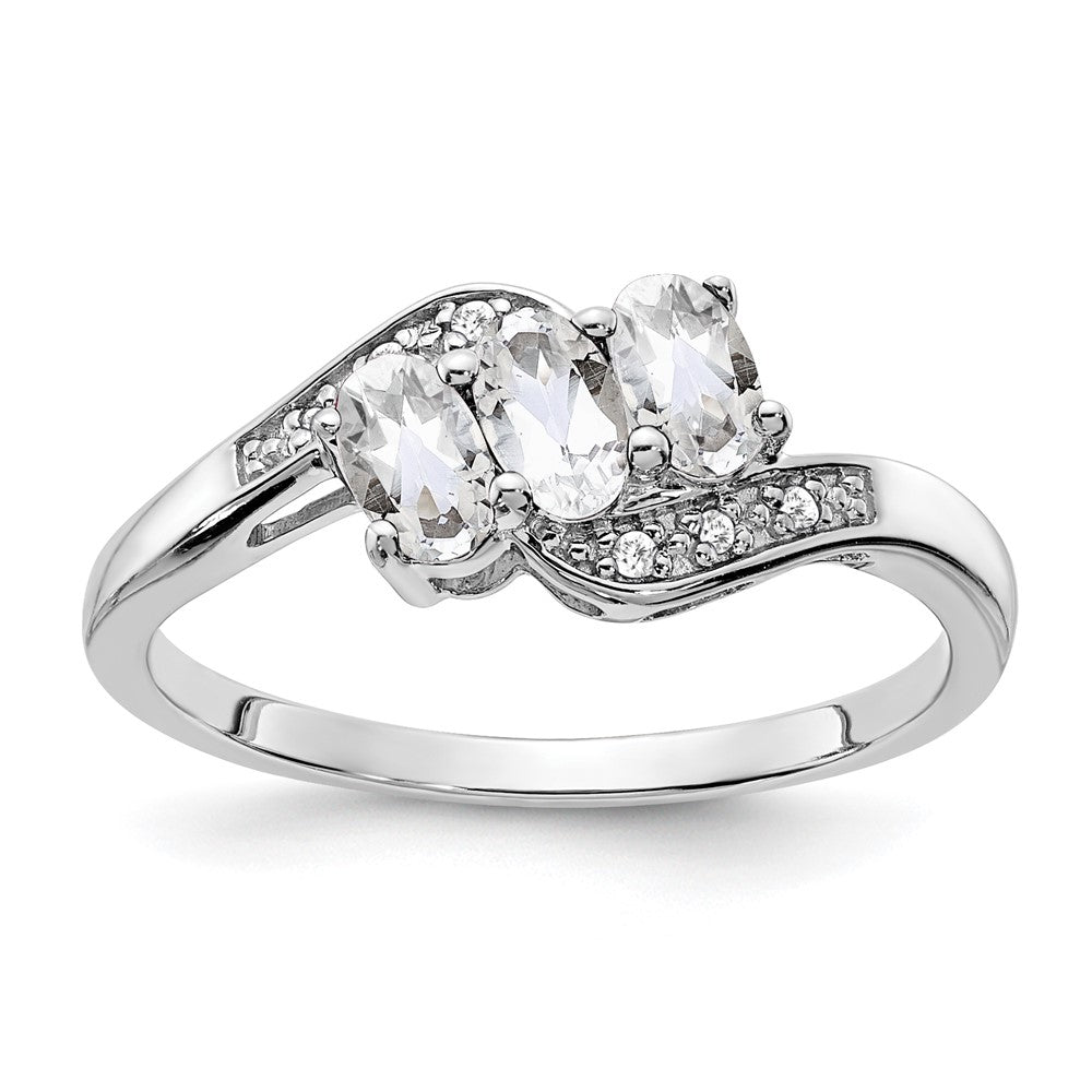 Sterling Silver White Topaz and Diamond Ring