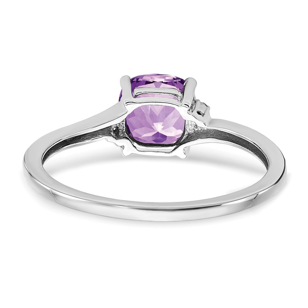 Sterling Silver Amethyst and Diamond Ring