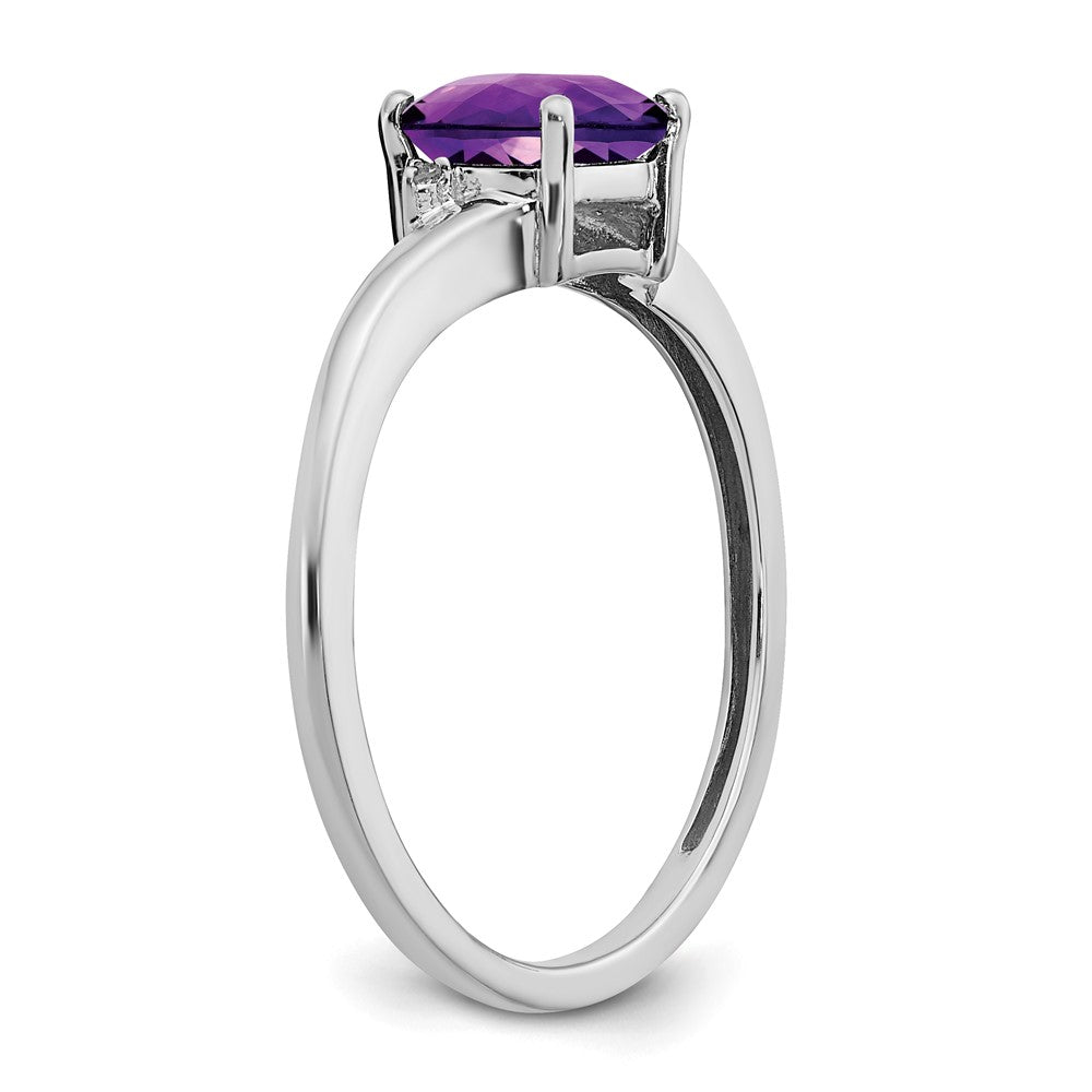 Sterling Silver Amethyst and Diamond Ring