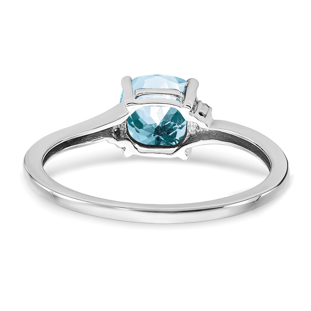 Sterling Silver Aquamarine and Diamond Ring