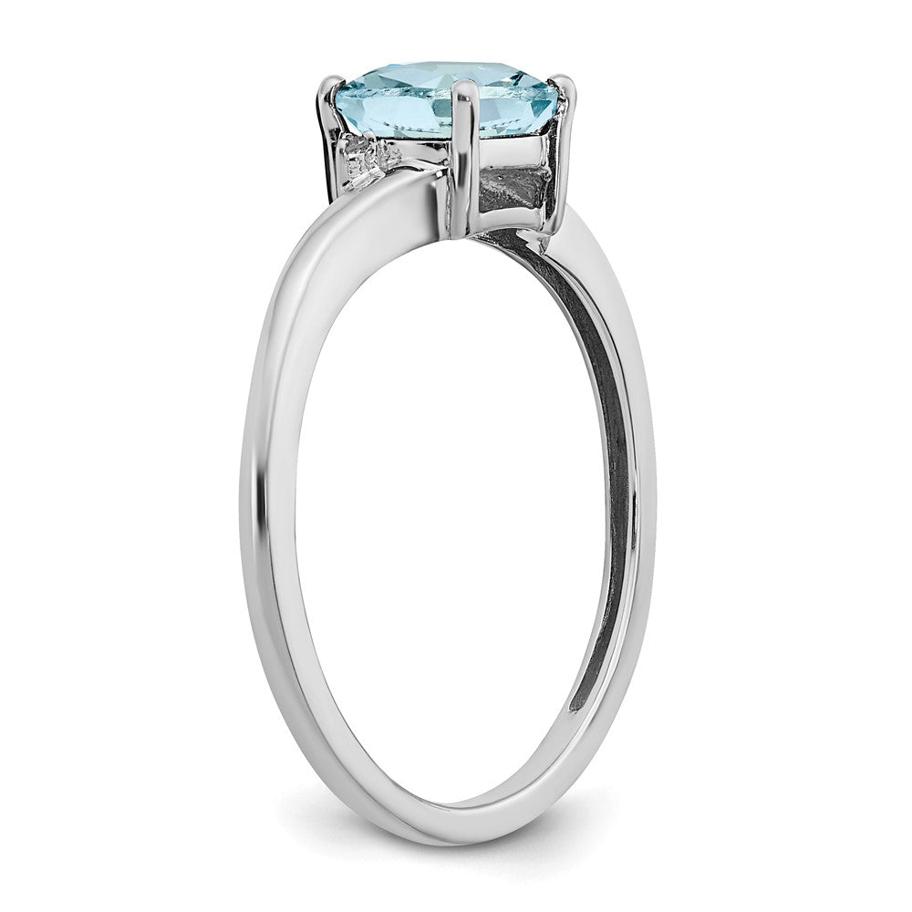 Sterling Silver Aquamarine and Diamond Ring