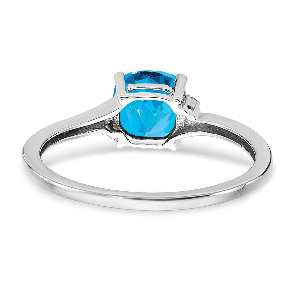 Sterling Silver Blue Topaz and Diamond Ring