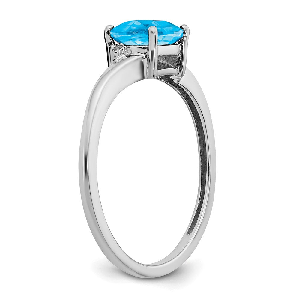 Sterling Silver Blue Topaz and Diamond Ring