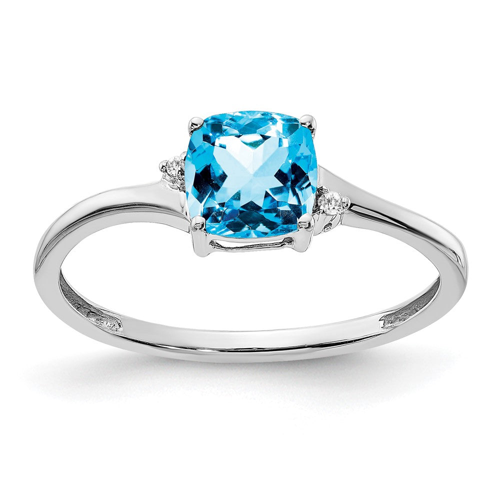 Sterling Silver Blue Topaz and Diamond Ring